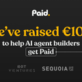 A banner stating that Paid.ai has raised 10 million Euro from EQT Ventures and Sequoia.
