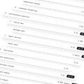 A list of various processes with associated times, costs, and tokens, displayed in a diagonal layout on a white background.