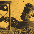 A judges gavel and an hourglass, hinting at the concept that time is running our for AI agent companies that don't track their costs.