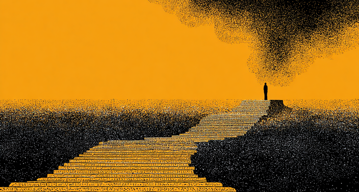 a person standing at the end of a long path